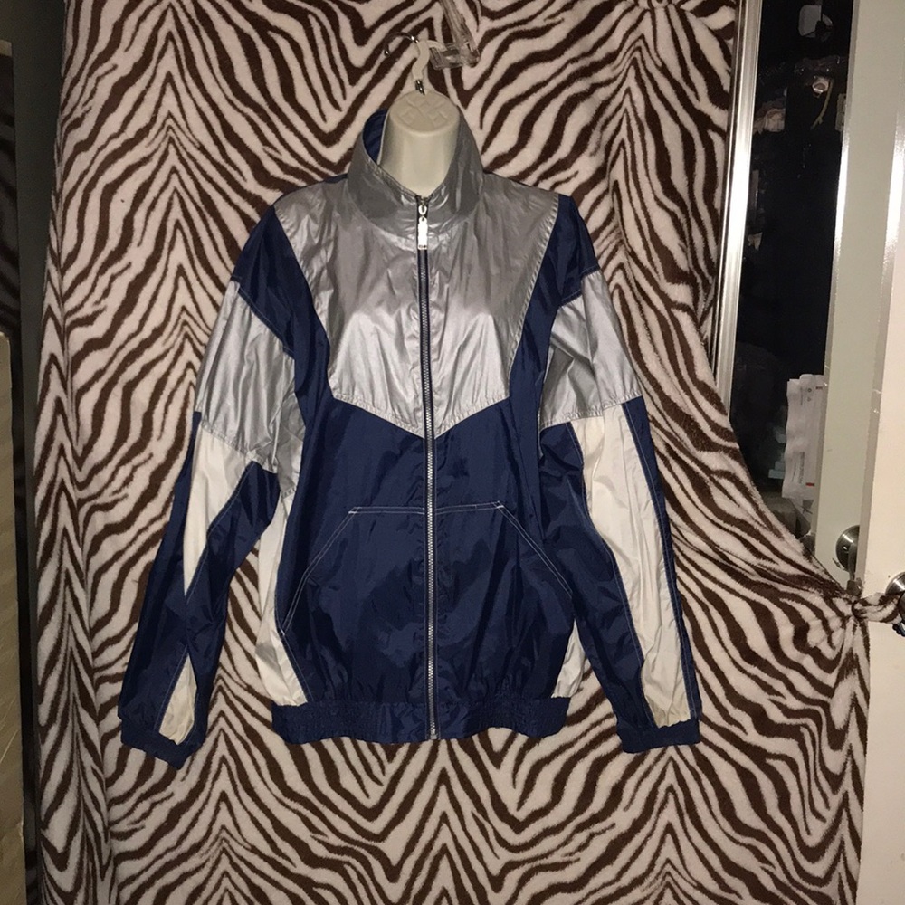 Bike Medium windbreaker jacket blue silver white 💕